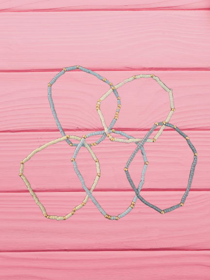 Ocean Drift Set – Pastel Blue, Beige & Lilac Handmade Bracelet Set for a Tranquil Vibe