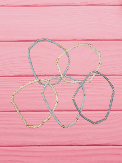 Ocean Drift Set – Pastel Blue, Beige & Lilac Handmade Bracelet Set for a Tranquil Vibe