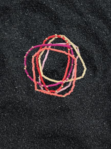 Sunset Sorbet Stack – Vibrant Pink, Coral, Red & Gold Bracelet Set for a Tropical Vibe