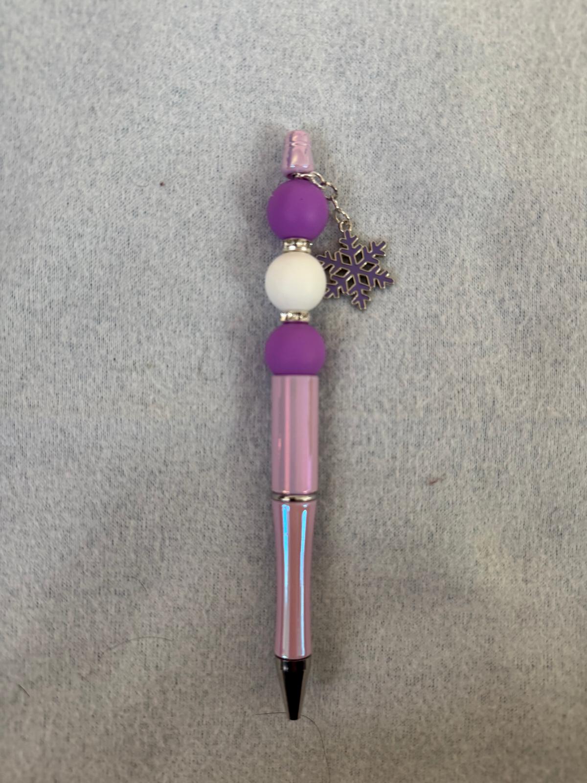 Winter-Themed Decorative Pen with Snowflake Charm