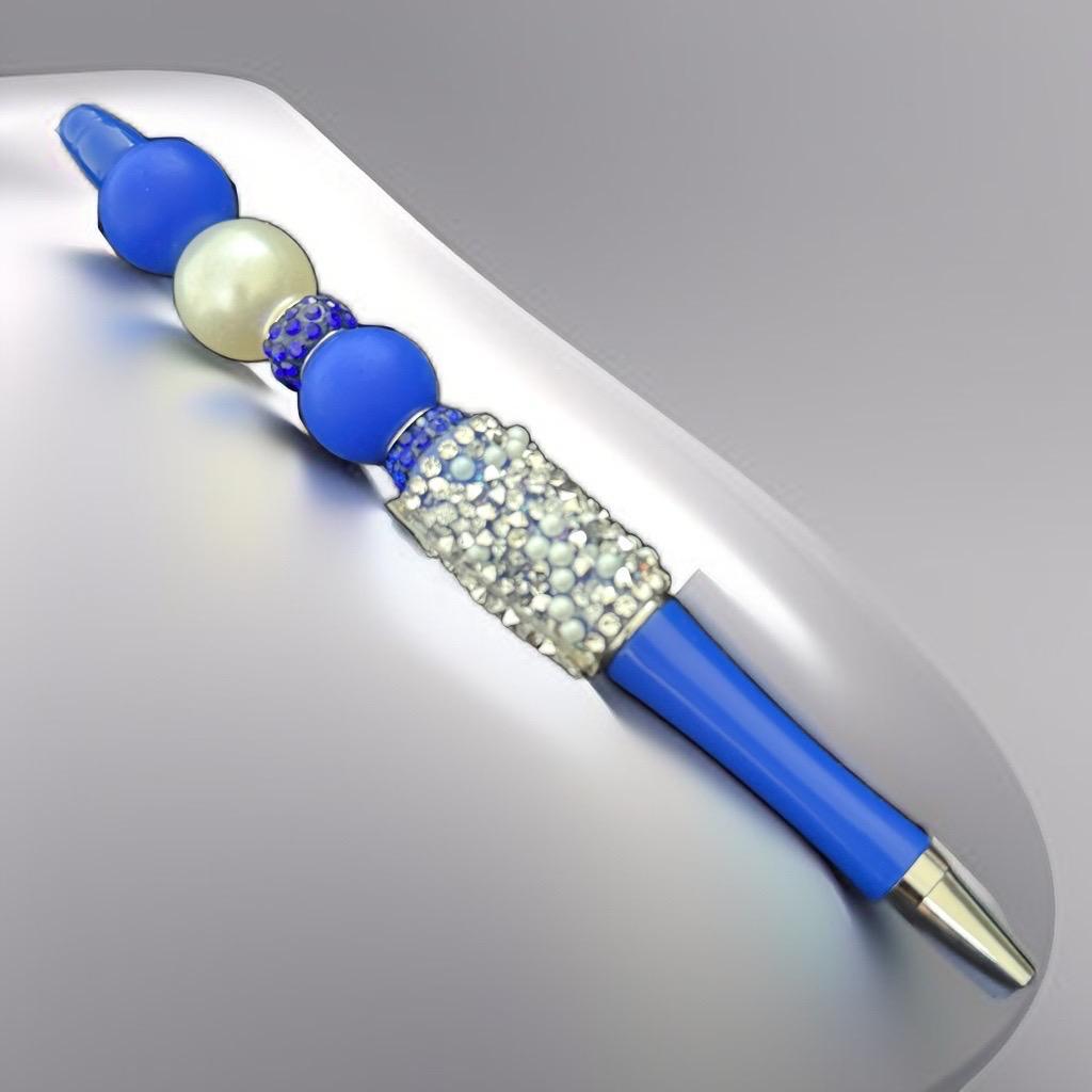 Royal Blue Luxe Beaded Pen – Elegant & Sparkling