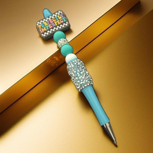 Perfectly Imperfect" Luxe Blue Crystal Pen – Bold & Beautiful