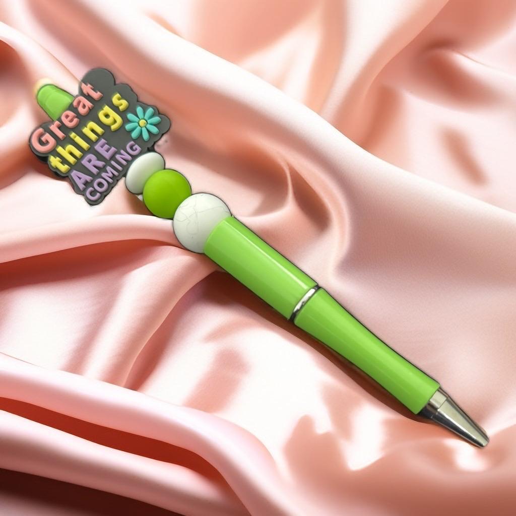 Great Things Are Coming" Motivational Green Pen – Fresh & Uplifting