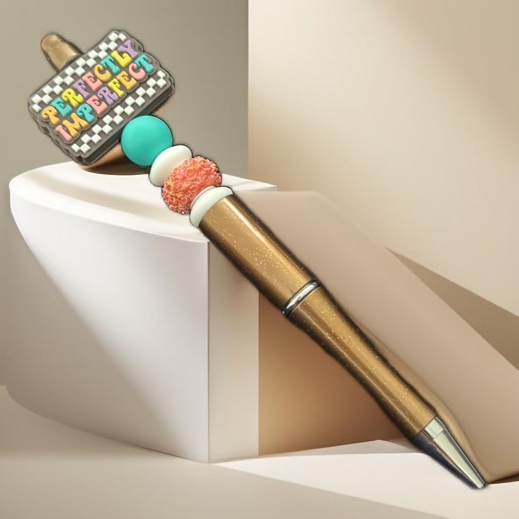 Perfectly Imperfect" Gold Glitter Pen – Bold & Unique