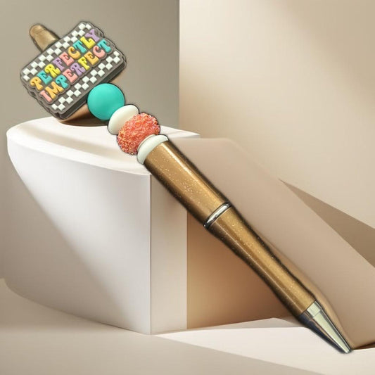 Perfectly Imperfect" Gold Glitter Pen – Bold & Unique