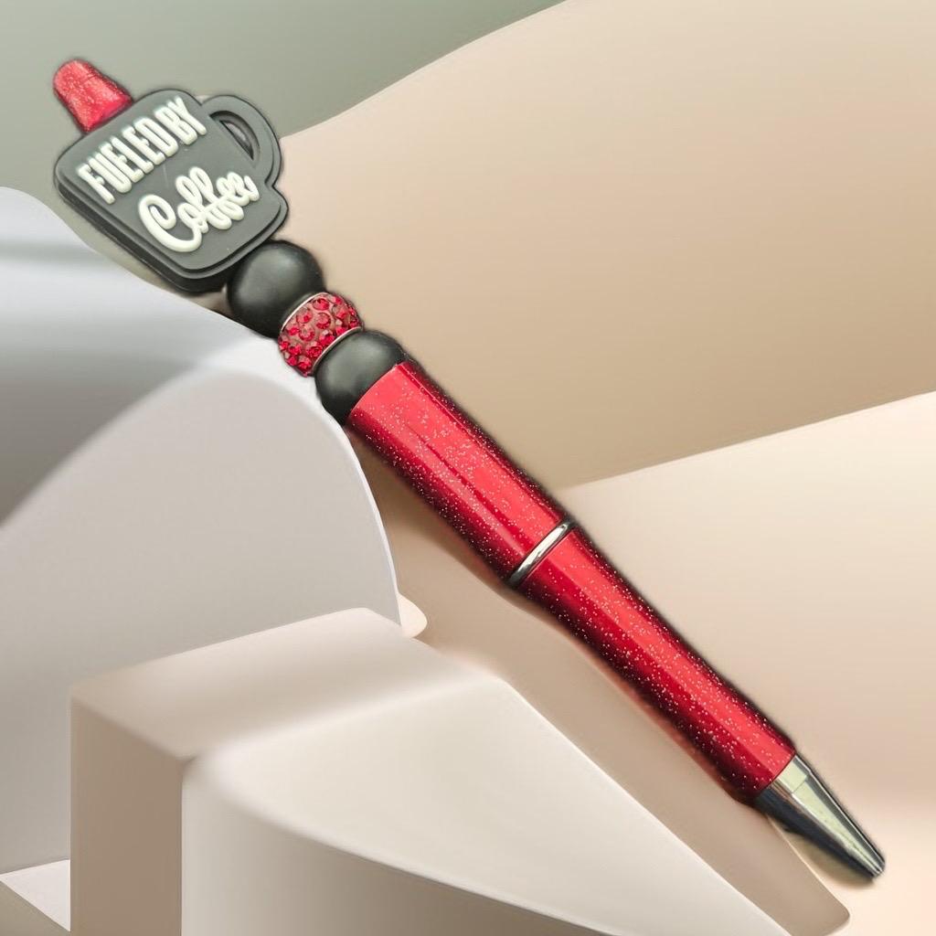 Fueled by Coffee" Sparkling Red Pen – Bold & Energizing