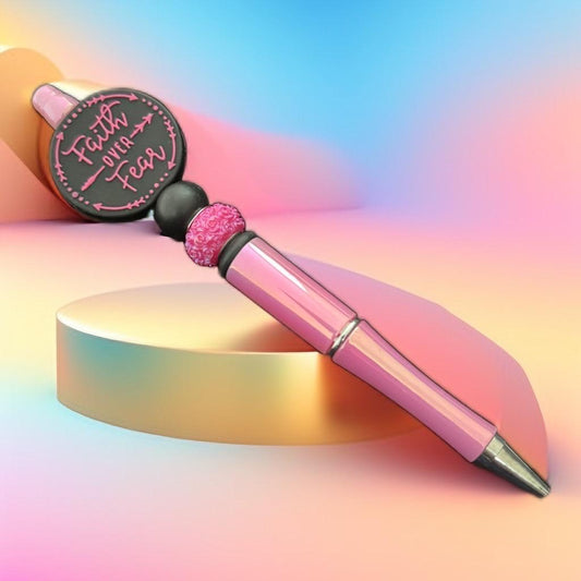 Faith Over Fear" Elegant Pink Pen – Inspirational & Chic