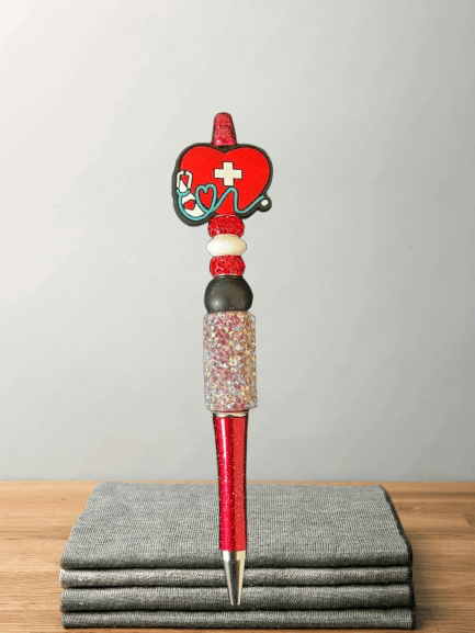 Heart Healer Glitter Pen – Red Sparkle Pen with Heart Design for Nurses & Teachers