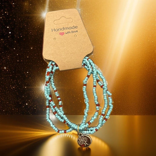 Tree of Life Beaded Bracelet – Turquoise & Earthy Tones