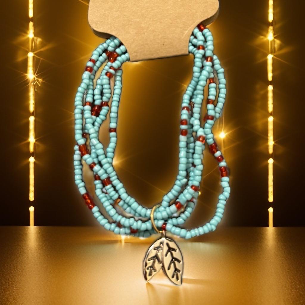 Leaf Charm Beaded Bracelet – Nature’s Tranquility
