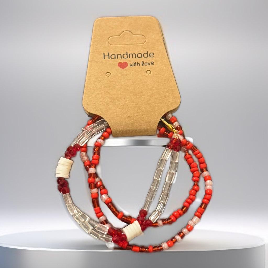 Fiery Glow Red & White Beaded Bracelet Set – Vibrance Collection
