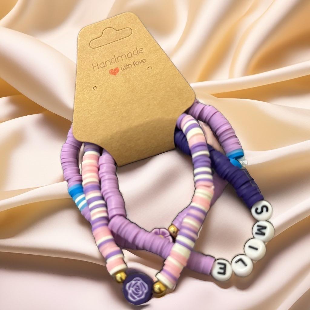 Handmade Personalized Beaded Bracelets - Purple Serenity Set