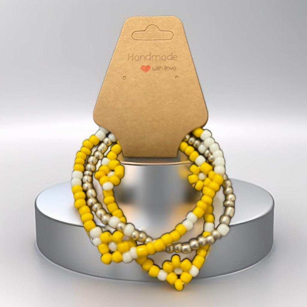 Handmade Sunshine Beaded Bracelets - Yellow Blossom Set | Cheerful & Elegant Jewelry