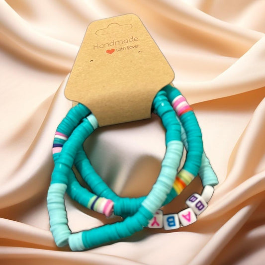 Handmade Aqua Beaded Bracelets - Serenity & Joy Set