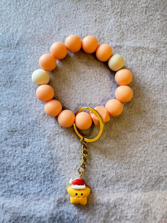 Peach Beaded Bracelet with Festive Star Charm