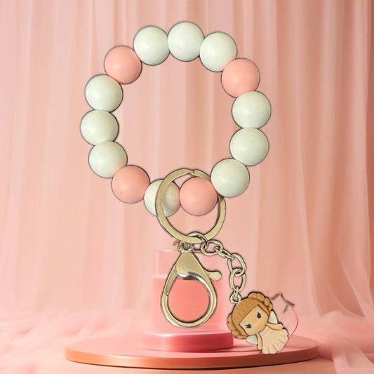 Hand beaded keychain bracelet