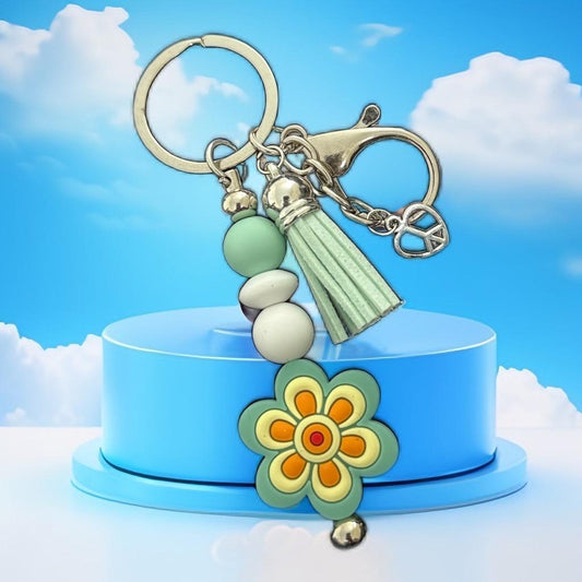 Boho Floral Beaded Keychain