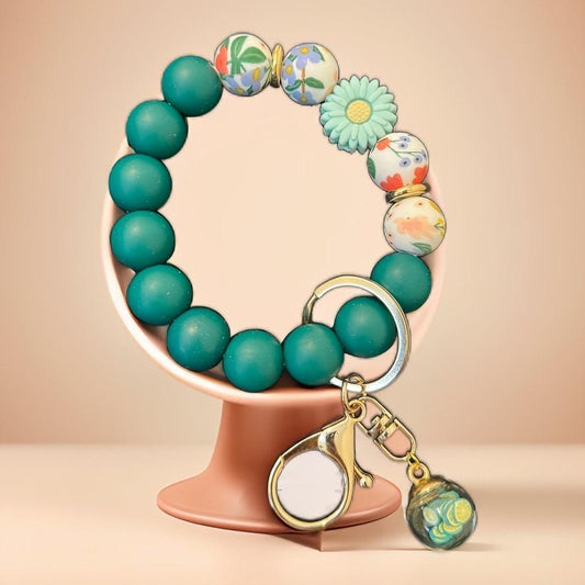 Floral Charm Keychain Bracelet