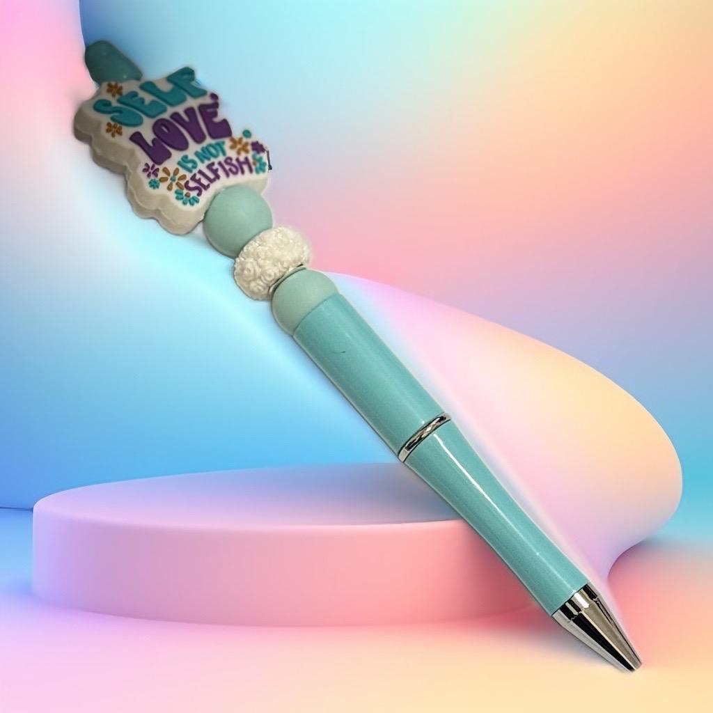 Self Love is Not Selfish" Pastel Blue Pen – Elegant & Uplifting