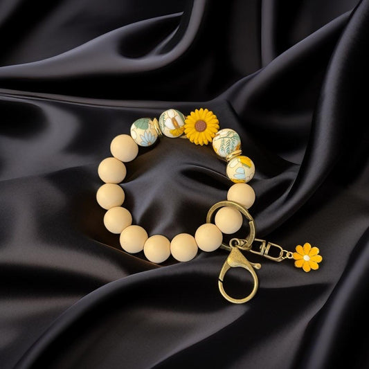 Sunshine Floral Keychain Bracelet - Elegant Handmade Accessory