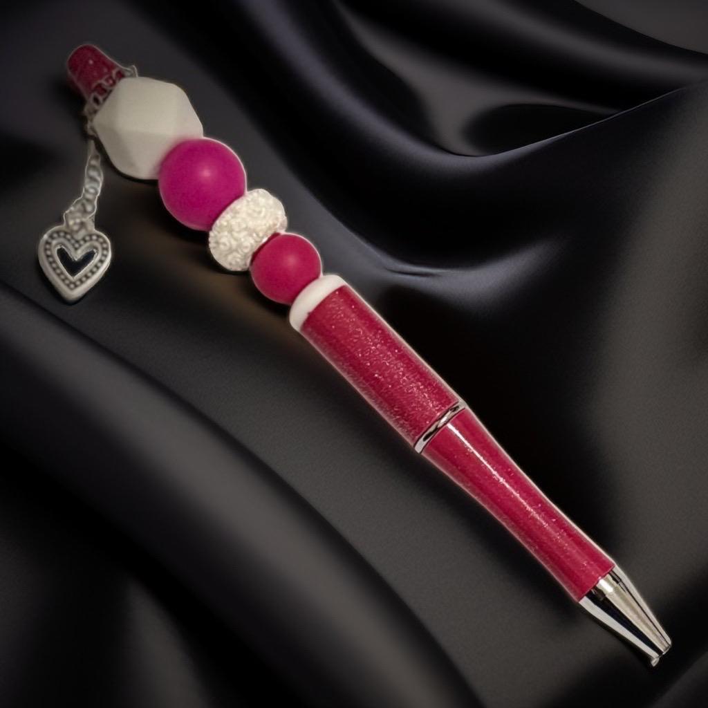 Elegant Charm Heart Pen – Sparkling Red & Beaded