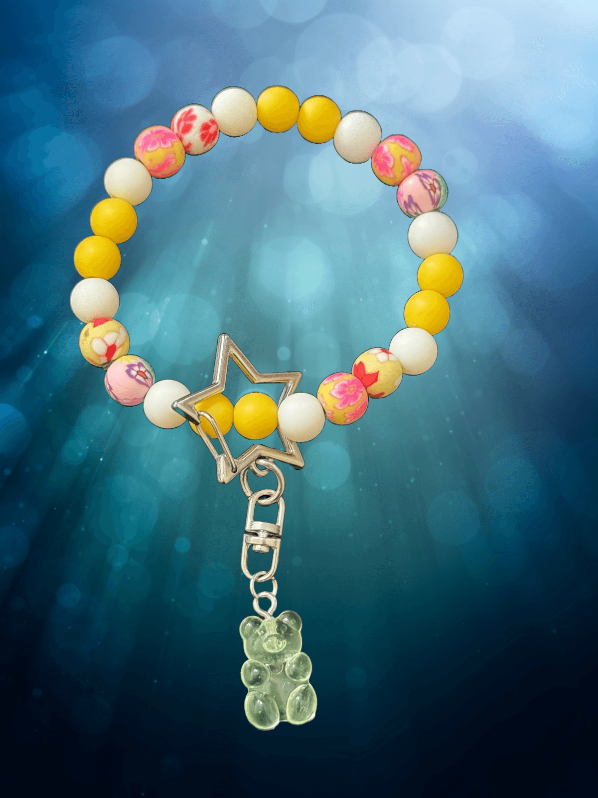 Sunshine Blossom Keychain – Handmade Beaded Charm Gift