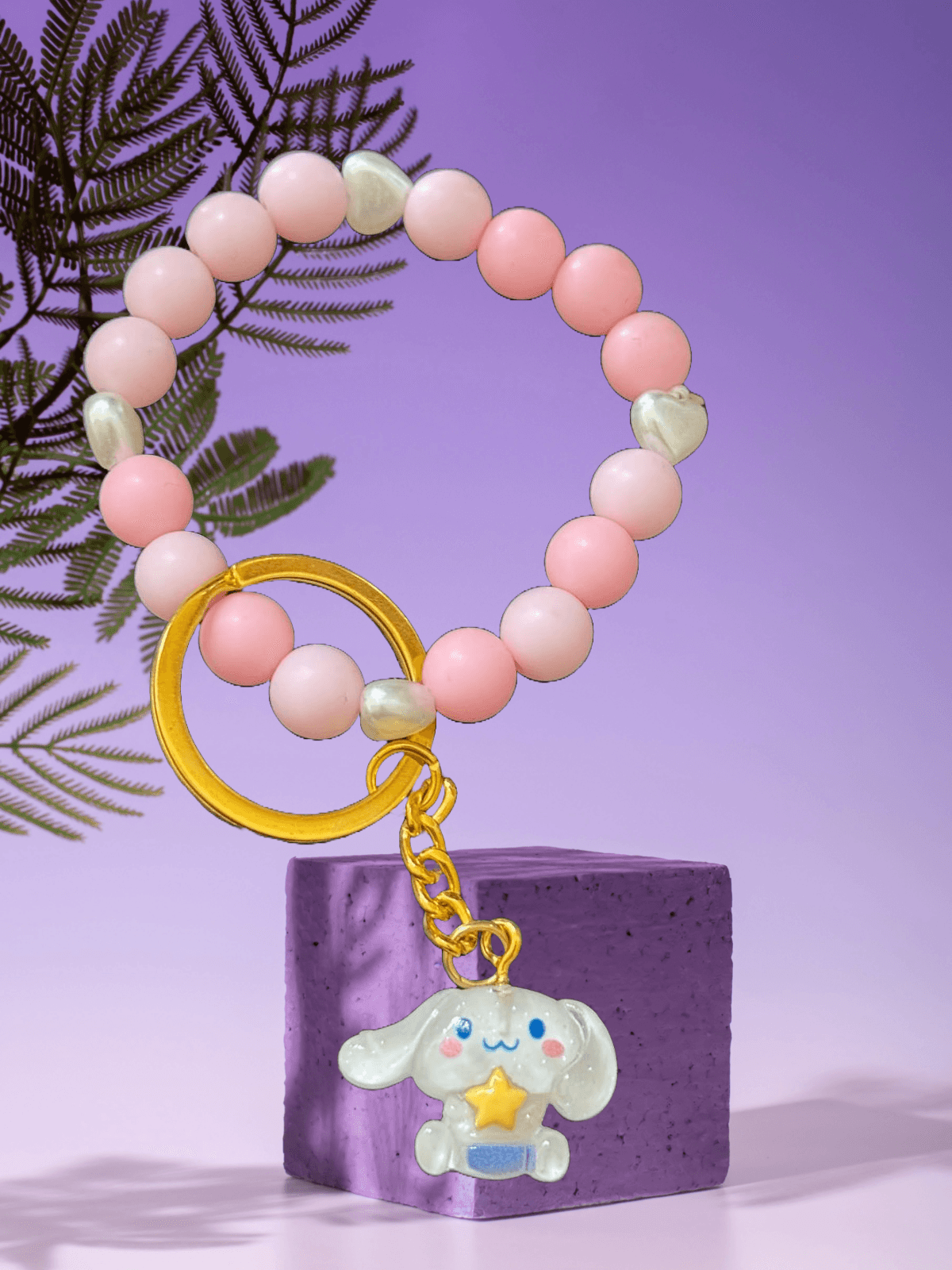 Cinnamoroll Bliss Keychain – Pastel Pink & Blue Beaded Wristlet with Charm