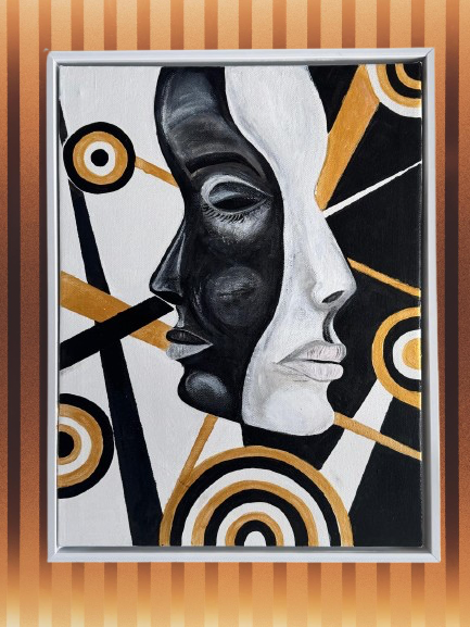 Abstract Face Art with Frame - GalaxyArtWork