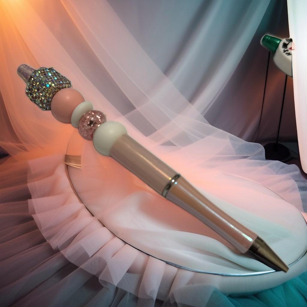 Elegant Pearl & Crystal Beaded Pen – Luxe Writing Experience - GalaxyArtWork