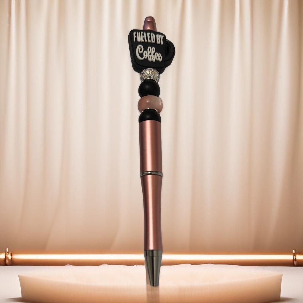 "Fueled by Coffee" Rose Gold Pen – Chic & Motivational - GalaxyArtWork