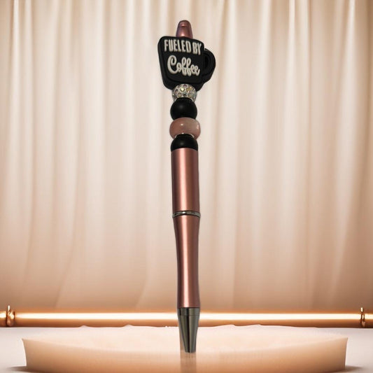 "Fueled by Coffee" Rose Gold Pen – Chic & Motivational - GalaxyArtWork