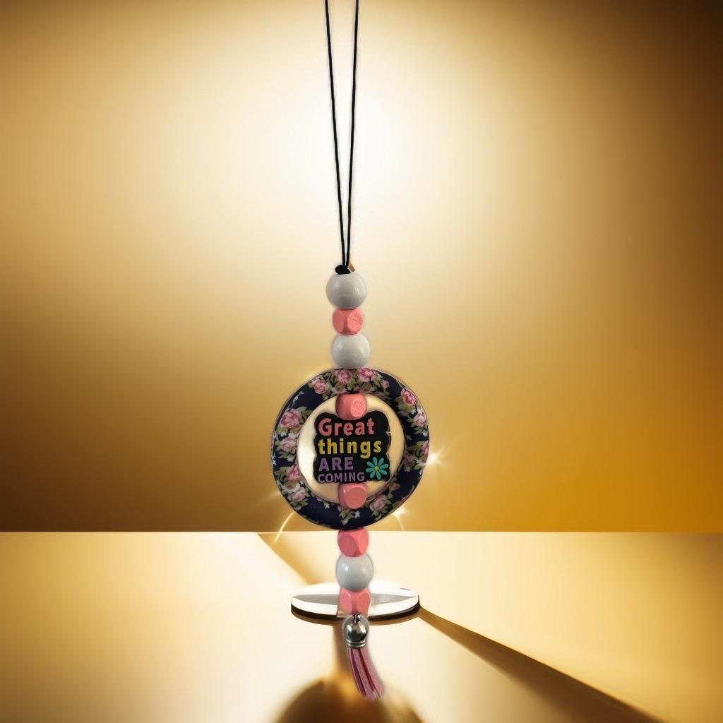 Handmade Inspirational Car Hanging – Decorative Beaded Auto Accessory