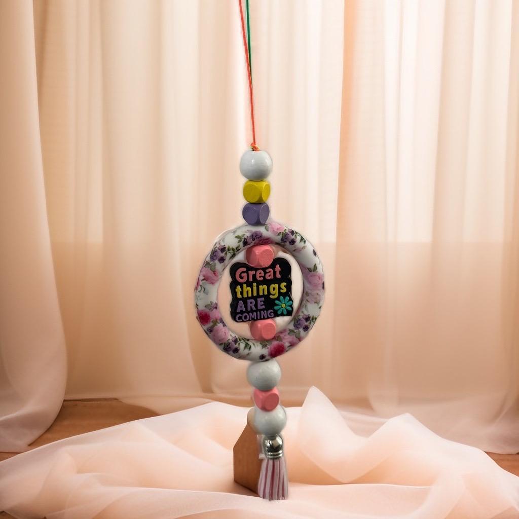 Handmade Inspirational Car Hanging – Decorative Beaded Auto Accessory