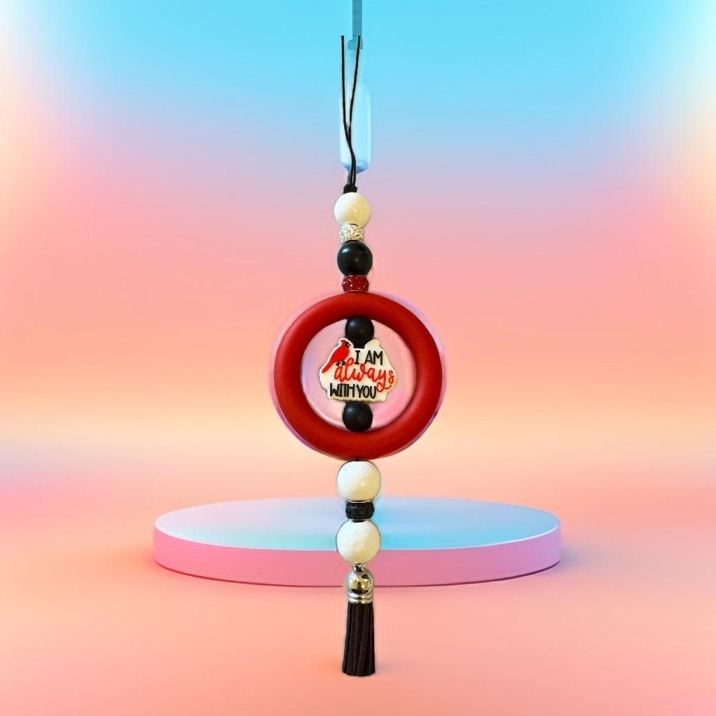 Decorative hanging charm with beads and tassel for valentines day.