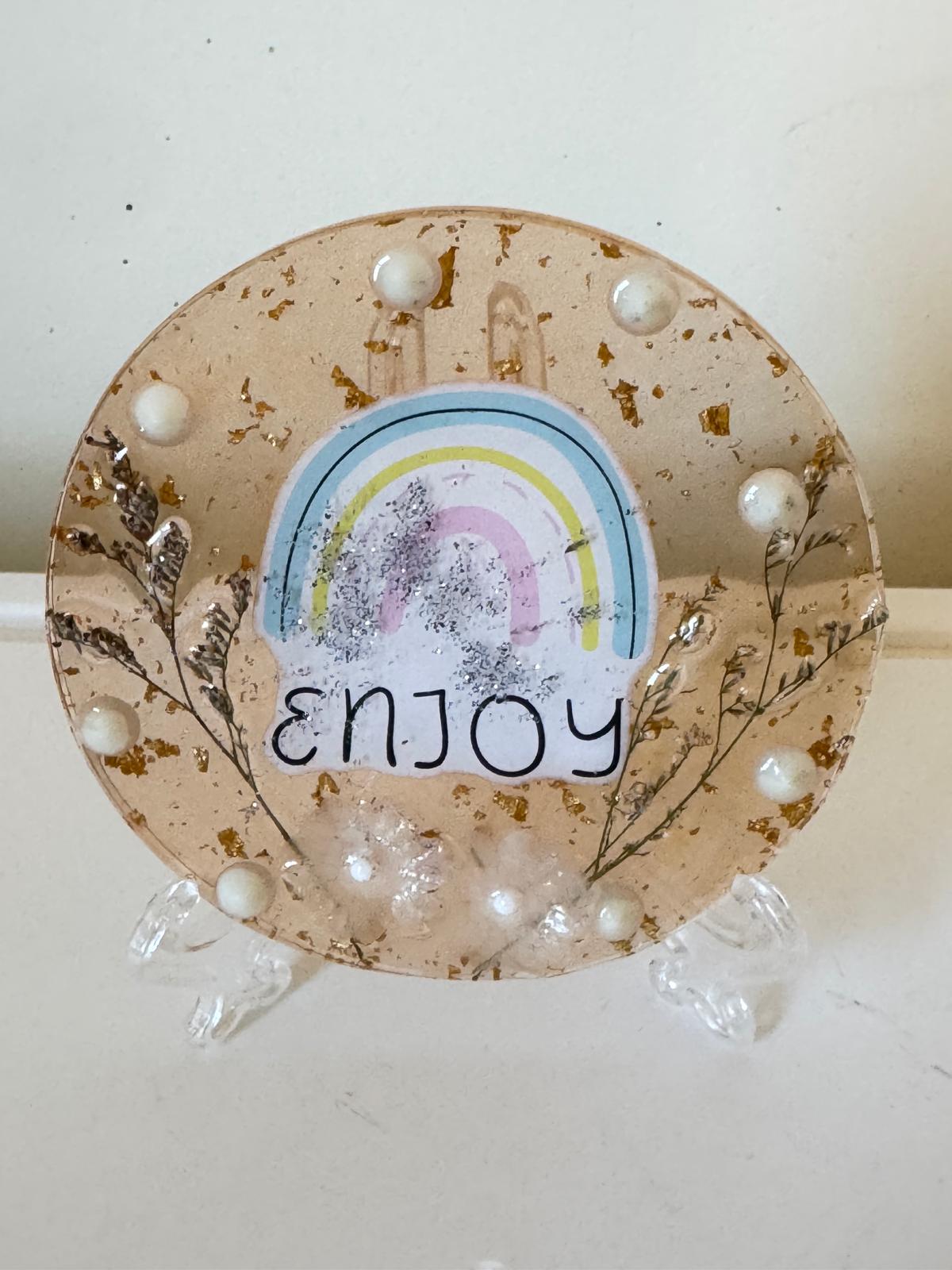 "Enjoy" Rainbow-Themed Decorative plate