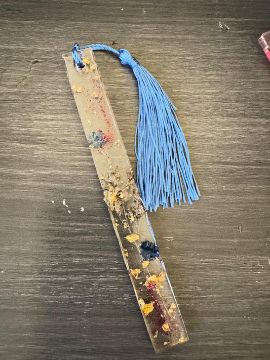 Elegant Resin Bookmark with Blue Tassel - GalaxyArtWork