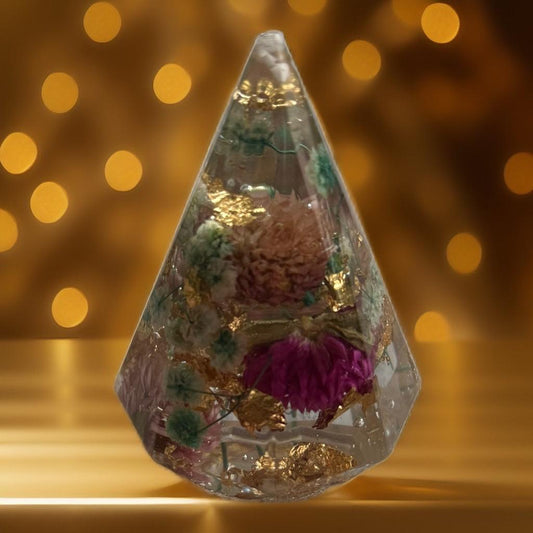 Floral Elegance Resin Pyramid"