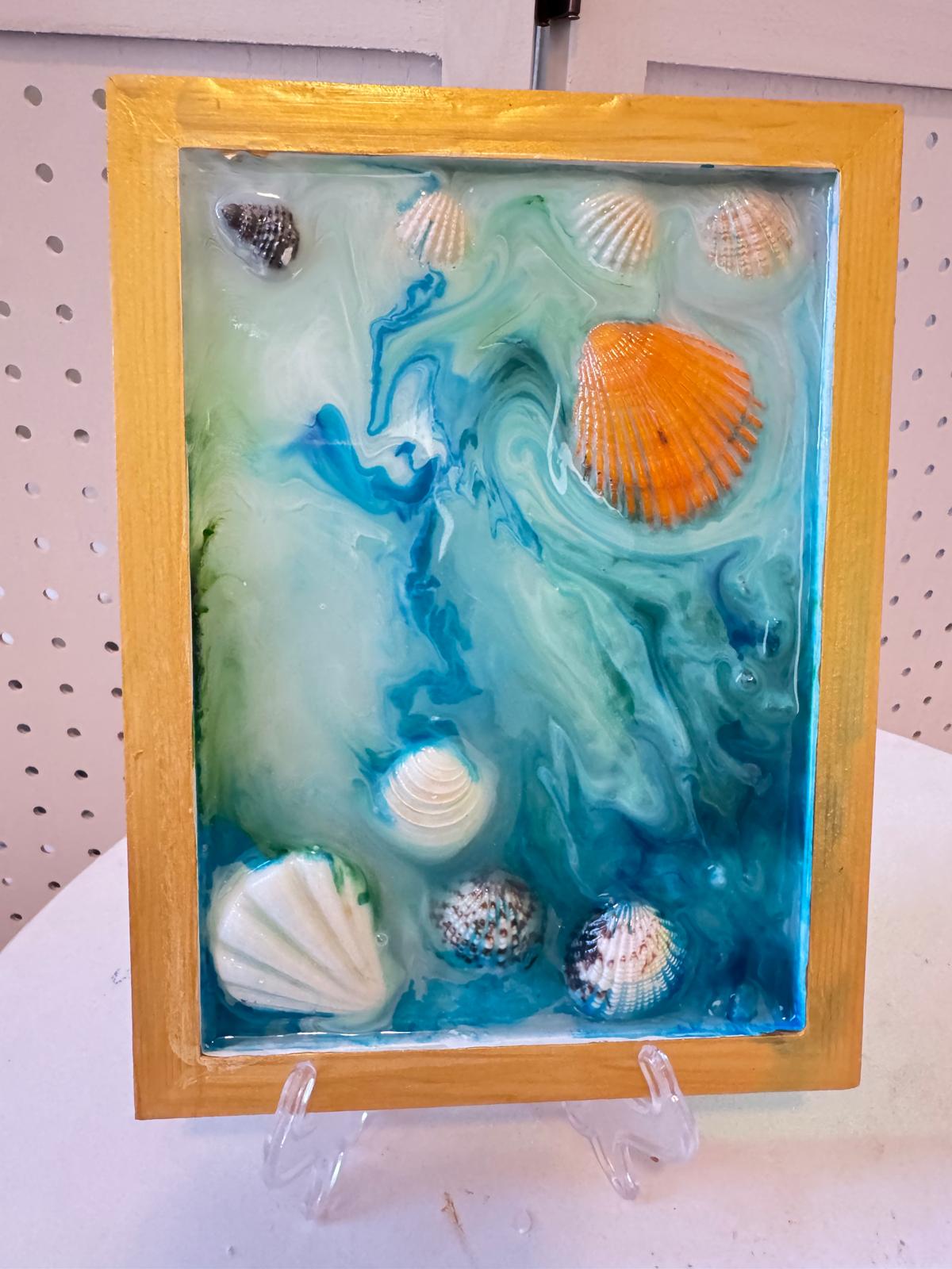 "Ocean Whispers – Seashell Resin Art"