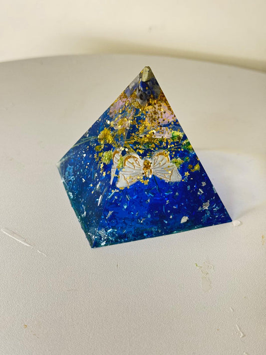 Celestial Harmony – Handmade Resin Pyramid"