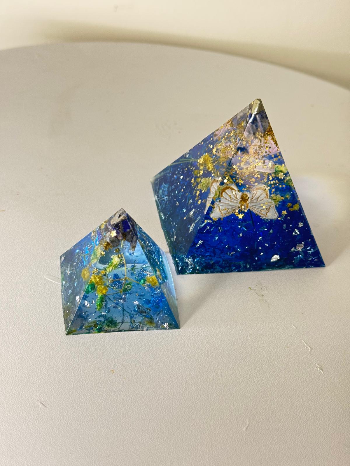 Cosmic Balance – Handmade Resin Pyramid Set"