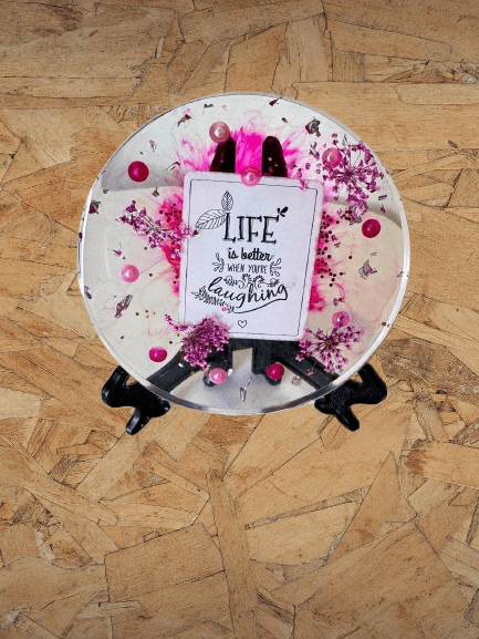 Laughing Petals (Round Quote Plate – Pink)