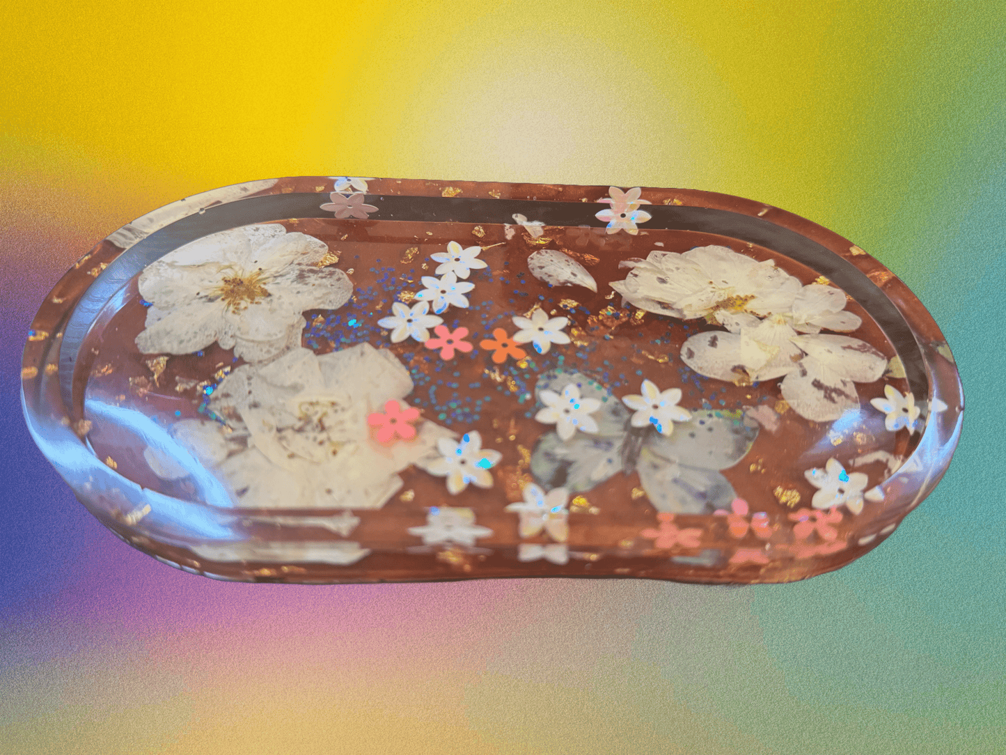 Blossom Breeze Floral Resin Tray – Handmade Art & Craft