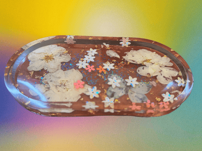 Blossom Breeze Floral Resin Tray – Handmade Art & Craft