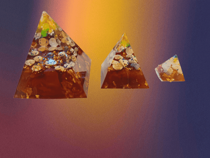 Whimsy Pyramid Trio – Handmade Resin Art Decor Set