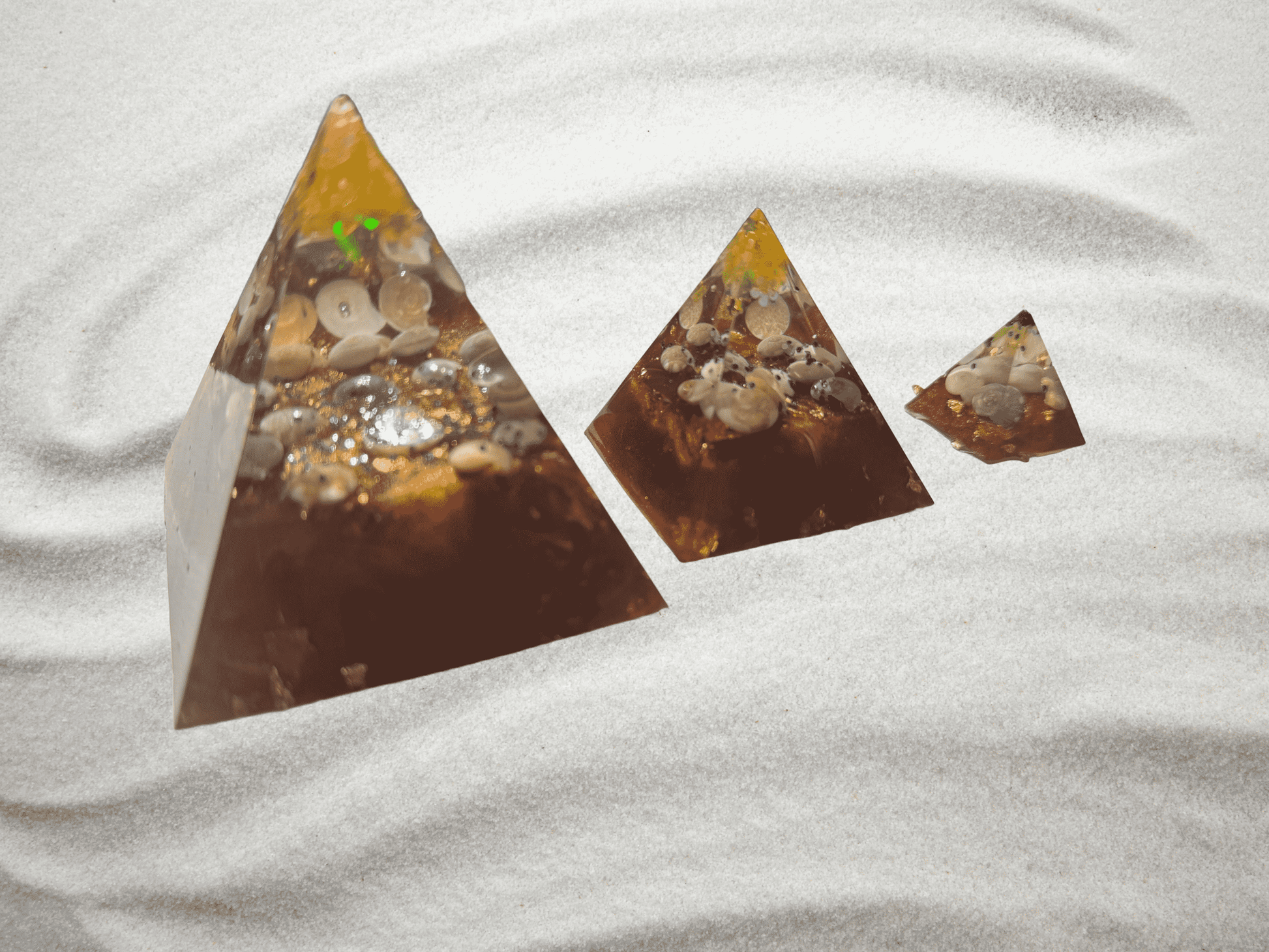 Whimsy Pyramid Trio – Handmade Resin Art Decor Set