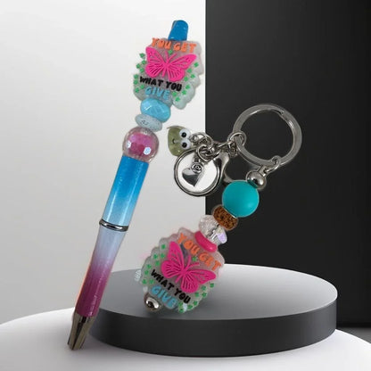 Colorful Beaded Pen & Keychain Gift Sets
