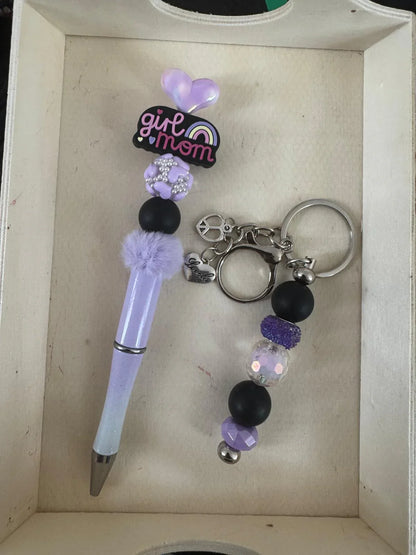 Colorful Beaded Pen & Keychain Gift Sets