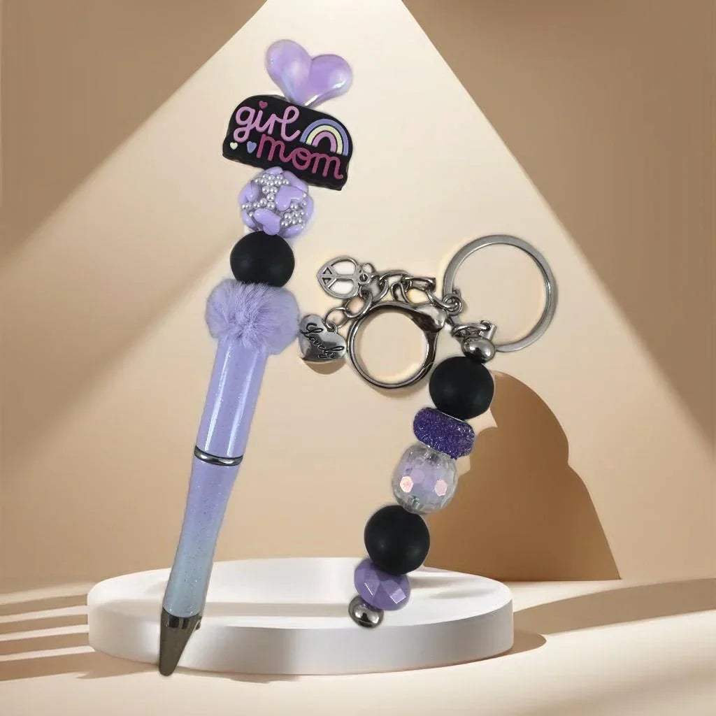 Colorful Beaded Pen & Keychain Gift Sets