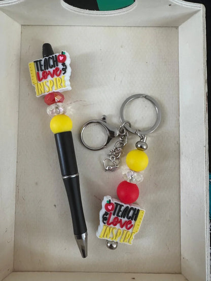 Colorful Beaded Pen & Keychain Gift Sets