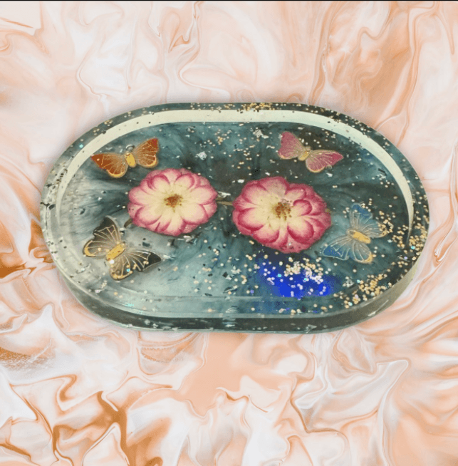 Enchanted Garden – Handmade Resin Tray - GalaxyArtWork